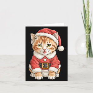 Cute Christmas Tabby Cat Santa Card