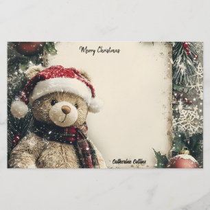 Cute Christmas Teddy Bear Illustration Design Stationery