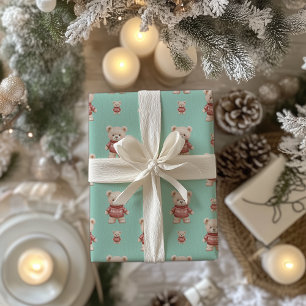 Cute Christmas Teddy Bear Wrapping Paper