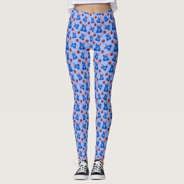 Cute Christmas Teddy Bears  Leggings (Front)