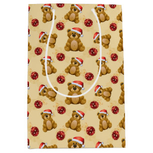 Cute Christmas Teddy Bears Medium Gift Bag