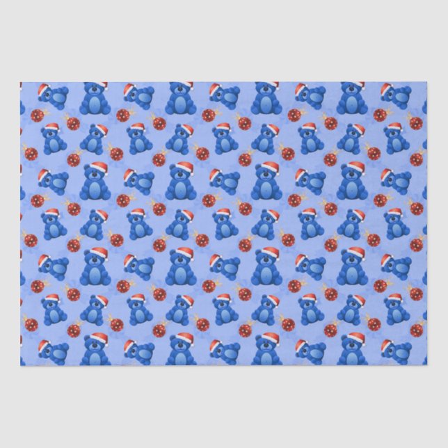 Cute Christmas Teddy Bears  Tissue Paper (Front)