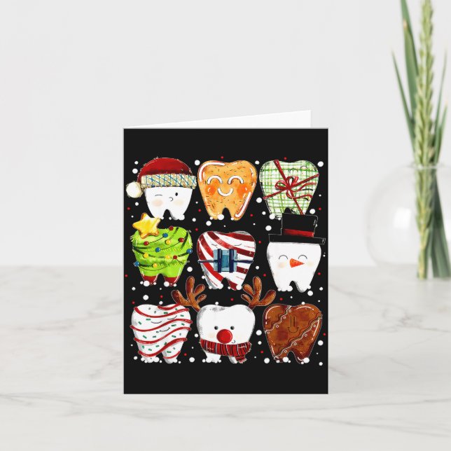 Cute Christmas Teeth Funny Christmas Dentist Denta Card (Front)