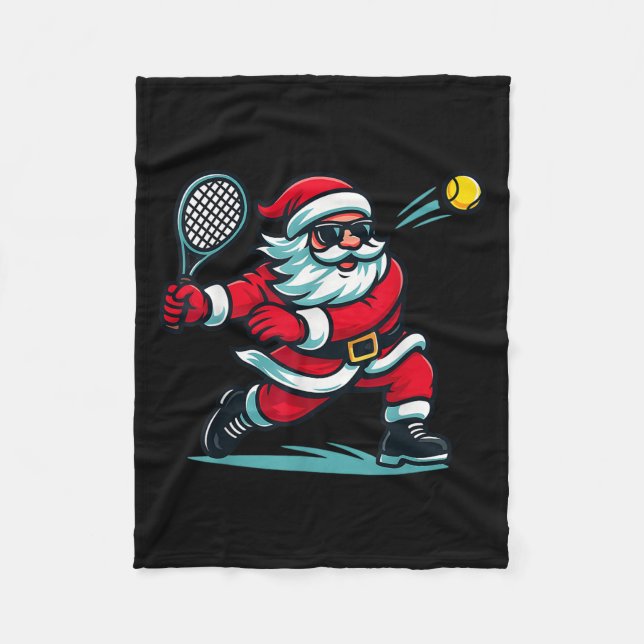 Cute Christmas Tennis Player Santa Xmas Boys Girls Fleece Blanket (Front)