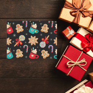 Cute Christmas Theme Pattern Black Tissue Paper