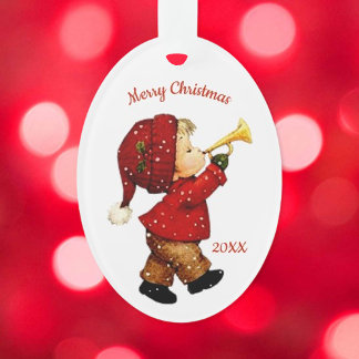 Cute Christmas Tot Boy with Horn Acrylic Ornament