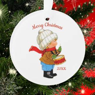 Cute Christmas Tot Drummer Boy Acrylic Ornament