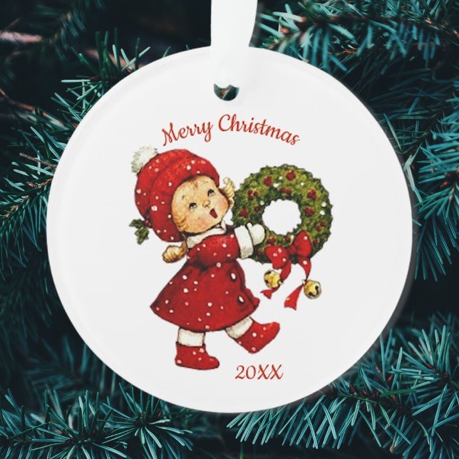 Cute Christmas Tot with Wreath Acrylic Ornament (Creator Uploaded)