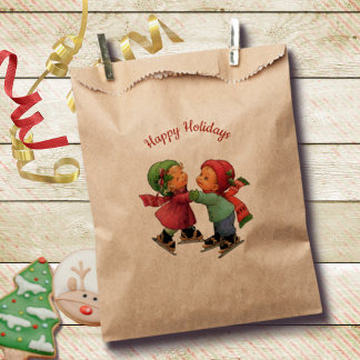 Cute Christmas Tots Ice Skating Paper Bag