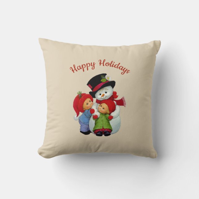 Cute Christmas Tots with Mrs Snowman Pillow (Front)