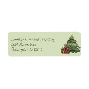 Cute Christmas Tree and Gifts Holiday Address