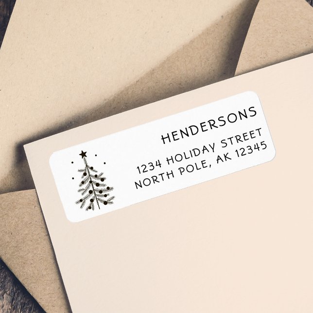Cute Christmas Tree Black & White Return Address (Creator Uploaded)