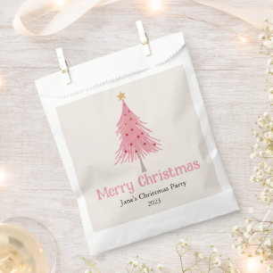 Cute Christmas Tree Blush Pink Party Favour Bags