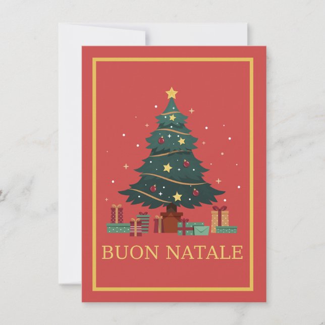 Cute Christmas Tree Buon Natale Holiday Greeting  (Front)