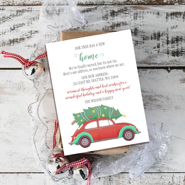 Cute Christmas Tree Car We've Moved Holiday Cards (Creator Uploaded)