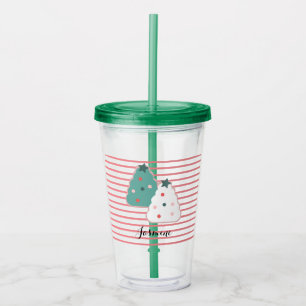 Cute Christmas Tree Cookies Custom Monogram Acrylic Tumbler