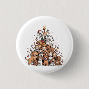 Cute Christmas Tree Dog Xmas Tree Puppy 3 Cm Round Badge