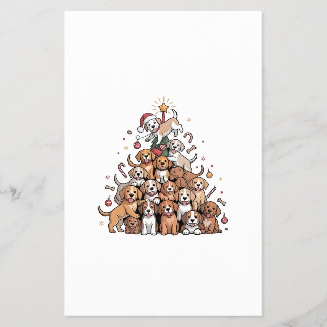 Cute Christmas Tree Dog Xmas Tree Puppy   Flyer (Front)