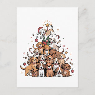 Cute Christmas Tree Dog Xmas Tree Puppy Invitation Postcard