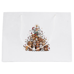 Cute Christmas Tree Dog Xmas Tree Puppy Large Gift Bag