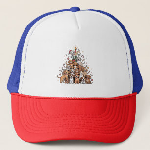 Cute Christmas Tree Dog Xmas Tree Puppy Trucker Hat