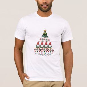 Cute Christmas Tree Gnomes & Elves Pyramid  T-Shirt