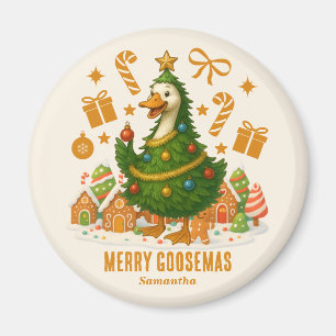 Cute Christmas Tree Goose Holiday Fridge Magnet