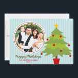 Cute Christmas Tree Holiday Photo Card<br><div class="desc">A trendy and whimsical Christmas tree family photo card. Cute and modern design in shades of red,  green,  brown and blue. Makes an adorable baby holiday photo invitation. Easily personalise with your own photo and text! To resize and position your photo,  click on the "CUSTOMIZE IT" button.</div>