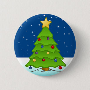 Cute Christmas Tree in Snow 6 Cm Round Badge