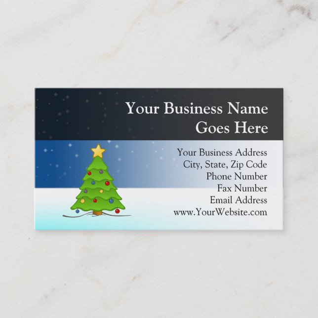 Cute Christmas Tree in Snow Business Card (Front)