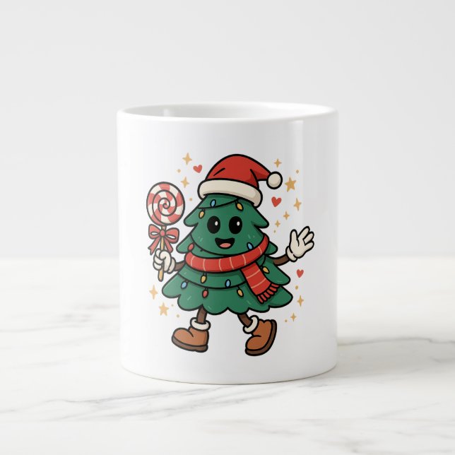 Cute Christmas Tree Mug - Festive Holiday Design (Front)