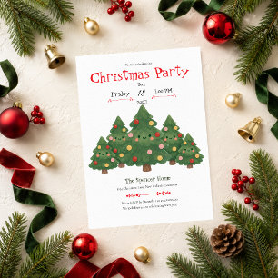 Cute Christmas Tree Party Invitation