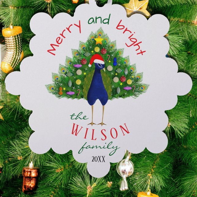 Cute Christmas Tree Peacock Paper Ornament Card (Creator Uploaded)
