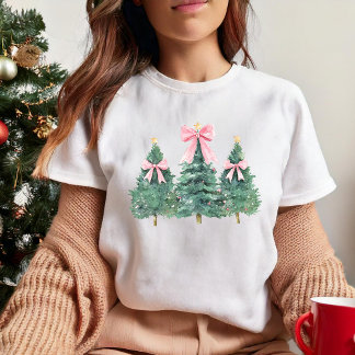 Cute Christmas tree Pink Preppy Coquette girly T-Shirt