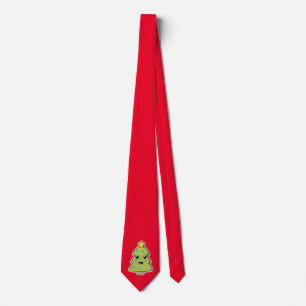 Cute Christmas Tree Red Festive Tie