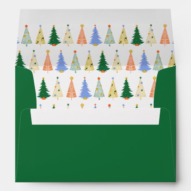 Cute Christmas Tree Red Green Family Matching Envelope (Back (Bottom))