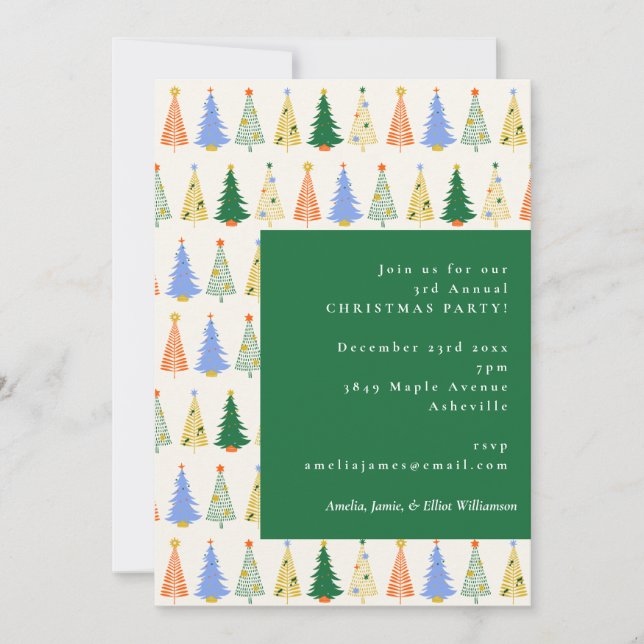 Cute Christmas Tree Red Green Holiday Party Invitation (Front)