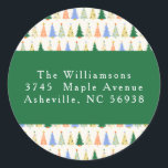 Cute Christmas Tree Red Green Return Address Classic Round Sticker<br><div class="desc">Cute Christmas Tree Red Green Return Address Classic Round Sticker</div>