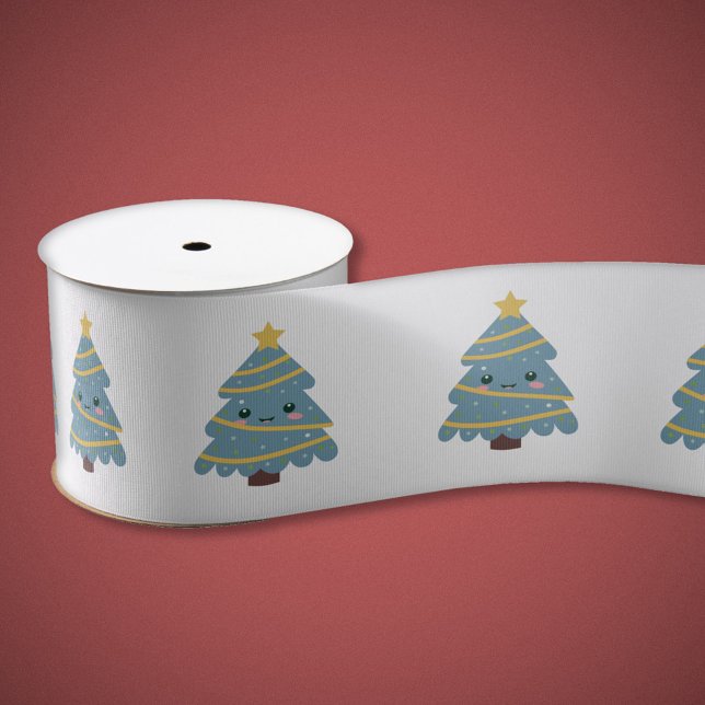 Cute Christmas Tree Ribbon Grosgrain Ribbon (Cute Christmas Tree Ribbon)