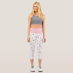 Cute Christmas Tree Snowman Candy Cane Pattern Capri Leggings