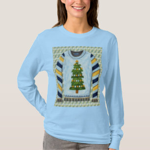 Cute Christmas Tree Ugly Sweater Art on T-Shirt
