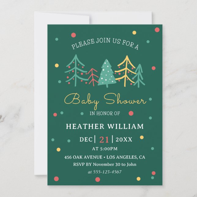 Cute Christmas Tree Winter Boy Baby Shower Invitation (Front)