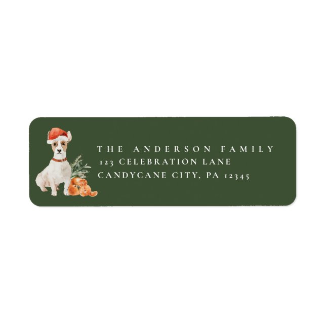 Cute Christmas Tree with Dog Return Address Label (Front)