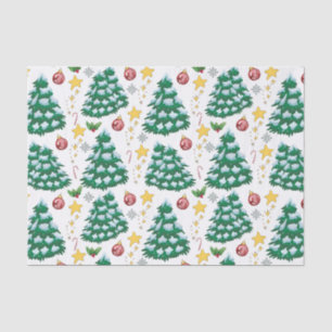 Cute Christmas Trees and Decorations Tissue Paper