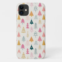 Cute Christmas Trees Blush Pink Pattern