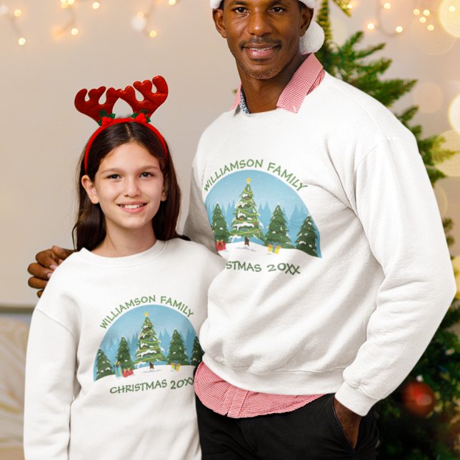 Cute Christmas Trees Custom Family Reunion Party Sweatshirt (Creator Uploaded)
