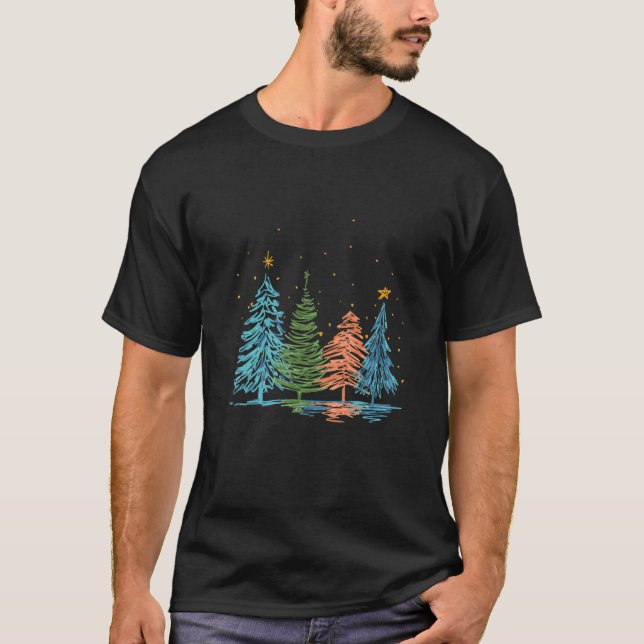 Cute Christmas Trees For Colourful Tree Pop Style T-Shirt (Front)