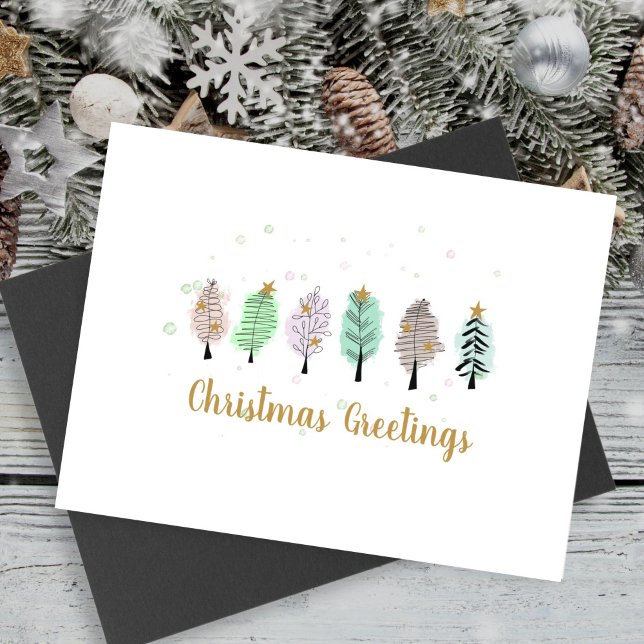 Cute Christmas Trees Holiday Postcard (Creator Uploaded)