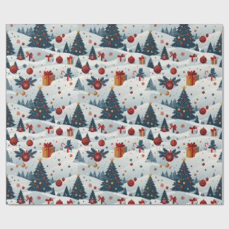 Cute Christmas Trees Pattern Wrapping Paper
