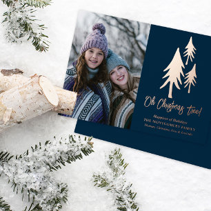 Cute Christmas Trees Photo Foil Holiday Card